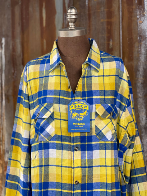 Campfire Classic Flannel- Yellow/ Blue – Angry Minnow Vintage LLC