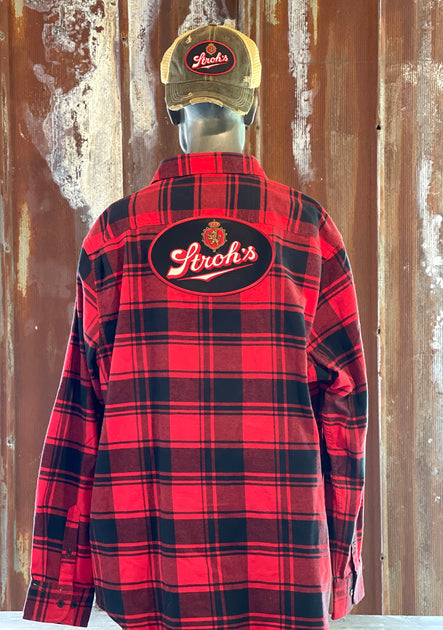 Stroh's Beer Patch Flannel- Classic Red/Black  Angry Minnow Vintage –  Angry Minnow Vintage LLC