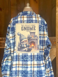 Thumbnail for NO PLACE LIKE GNOME Holiday Flannel- Distressed Candlelight Plaid