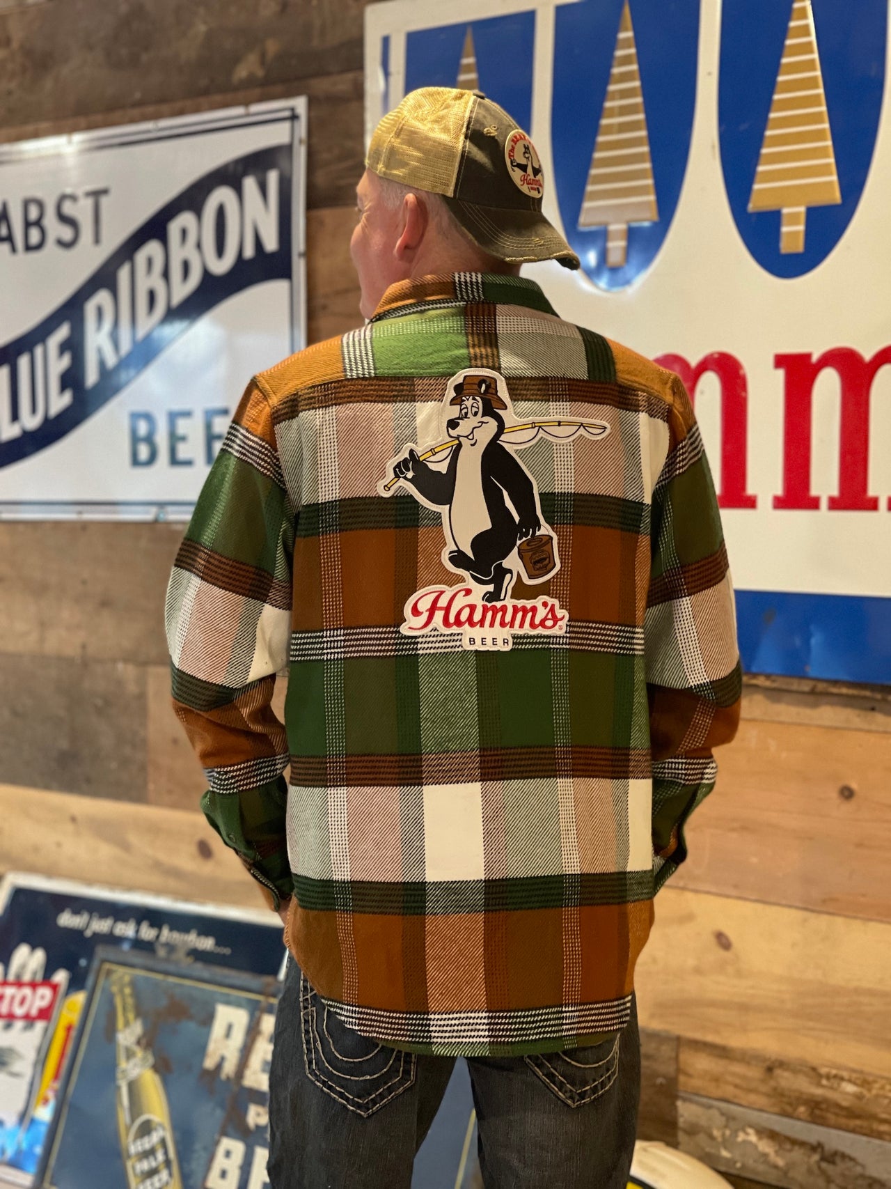 Hamm's FISHING BEAR Heavyweight Brawny Flannel- Birchwood Plaid