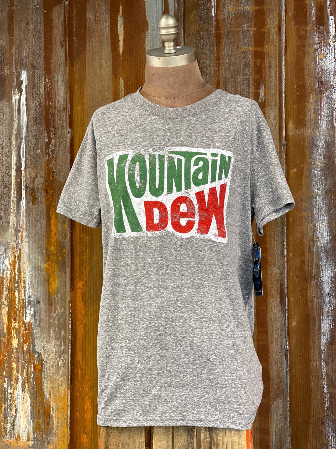 Mountain Dew Retro Graphic Tee- Heather Grey