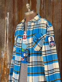 Thumbnail for Hamm's HOCKEY BEAR Heavyweight Brawny Flannel- Blue/ White