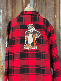 Thumbnail for Hamm's HOCKEY BEAR Heavyweight Brawny Flannel- Red/ Black Plaid