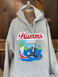 Thumbnail for Hamm's Sailboat Bear Hoodie- Heather Grey