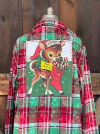 Thumbnail for SANTAS LITTLE HELPER Flannel- Mistletoe Distressed Plaid