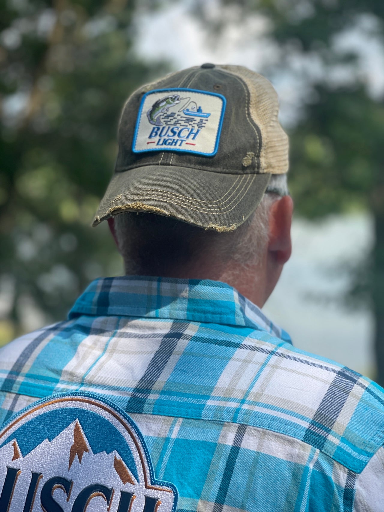 Busch Light hats, tees and flannels at Angry Minnow Vintage