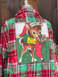 Thumbnail for SANTAS LITTLE HELPER Flannel- Mistletoe Distressed Plaid