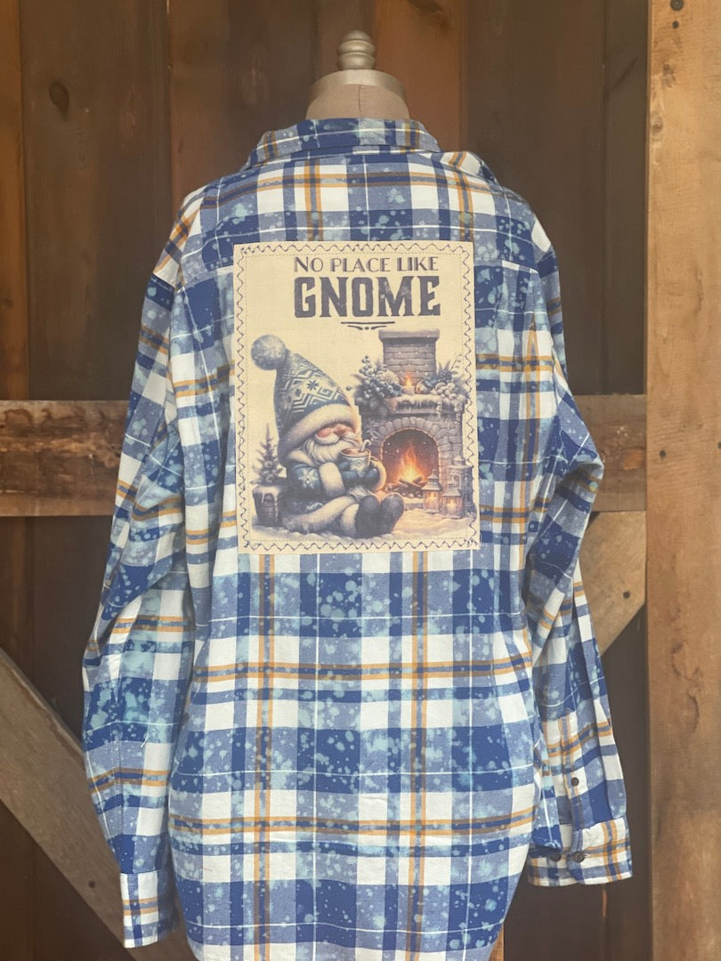 NO PLACE LIKE GNOME Holiday Flannel- Distressed Candlelight Plaid