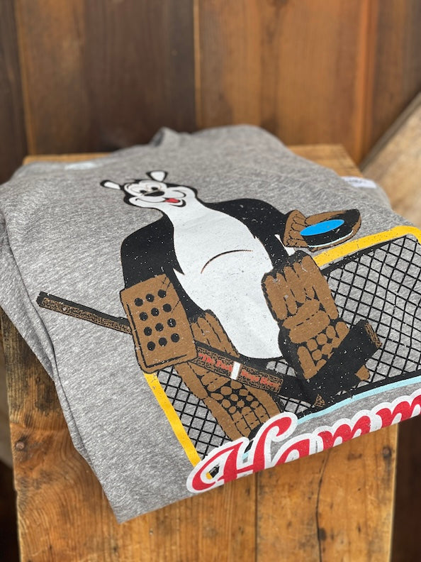 Hamm's HOCKEY GOALIE Bear Graphic Tee- Heather Grey