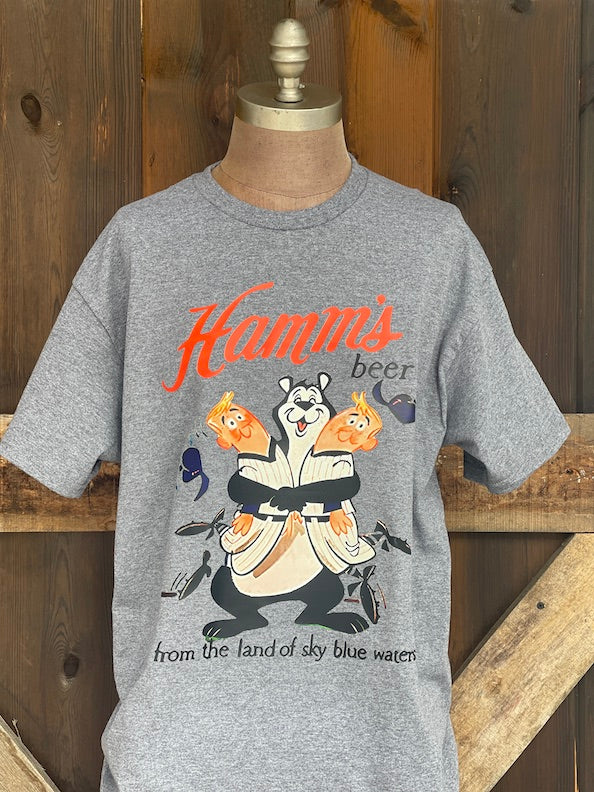 Hamm's Brewing Minnie & Paul Tee- Heather Grey