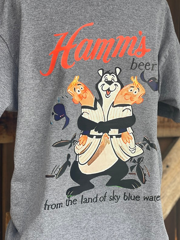 Hamm's Brewing Minnie & Paul Tee- Heather Grey