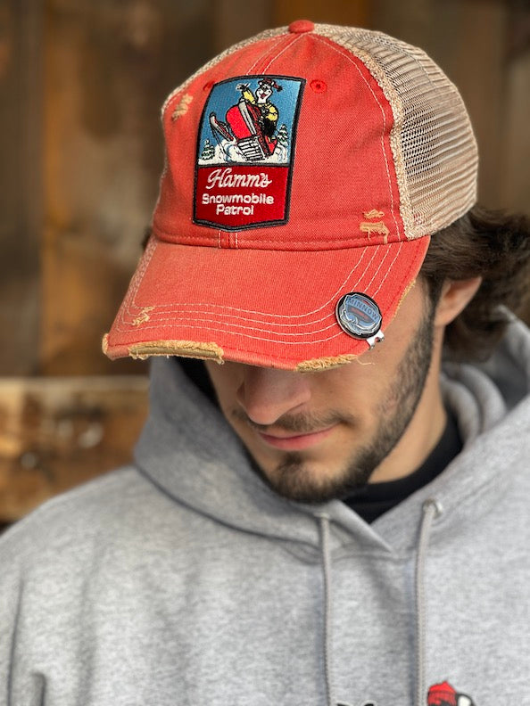 Hamm's Snowmobile Hat- Distressed Red