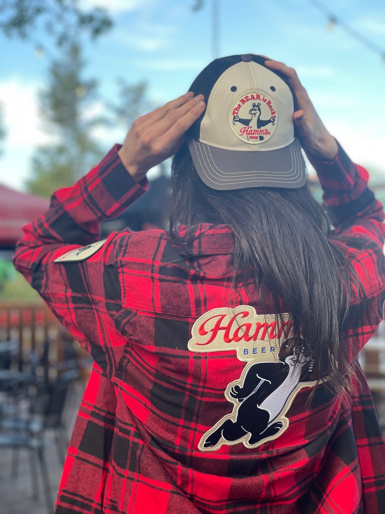 Hamm's Football Bear Flannel- Classic Red/ Black