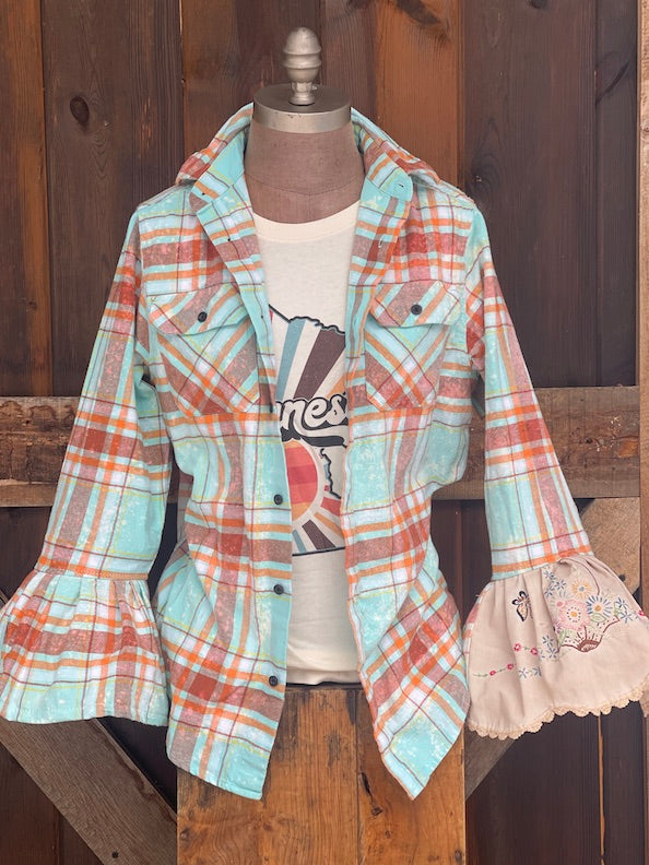 Flared Sleeve Flannel- SUMMER DAYS Size Small