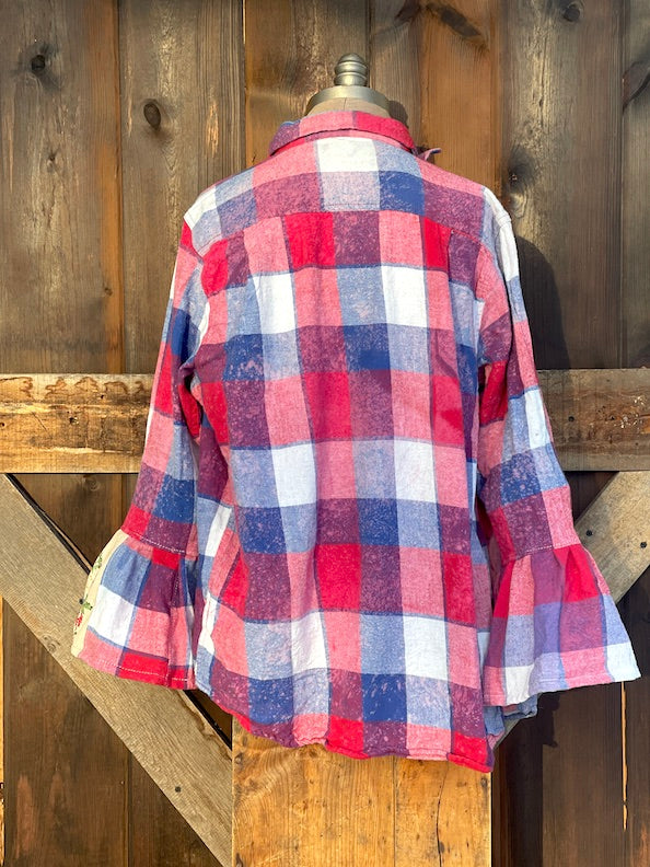 Flared Sleeve Flannel- PICNIC Size Large