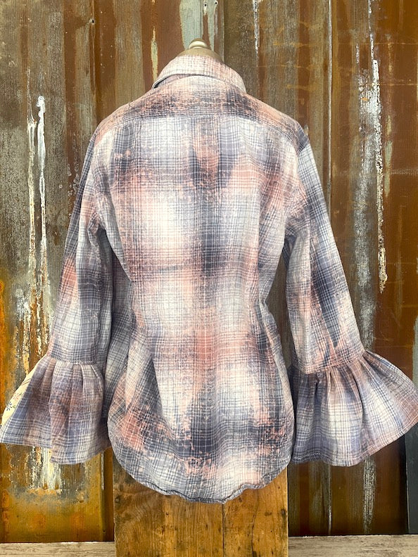 Flared Sleeve Flannel- LOTUS BLOSSOM Size Medium