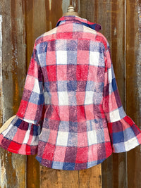 Thumbnail for Flared Sleeve Flannel- HOLLAND Size Large