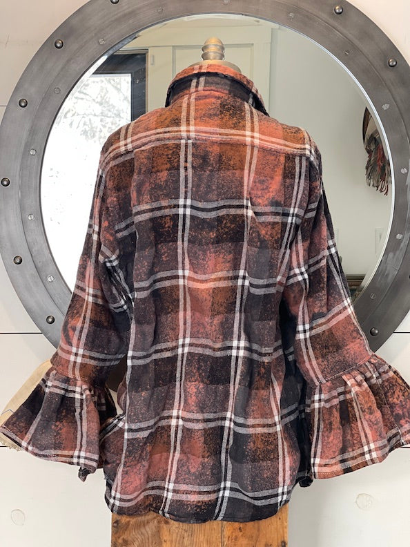 Flared Sleeve Flannel-  PROVINCIAL Size Large