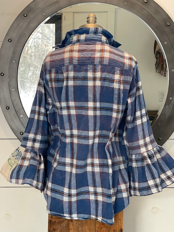 Flared Sleeve Flannel- HYACINTH Size Large