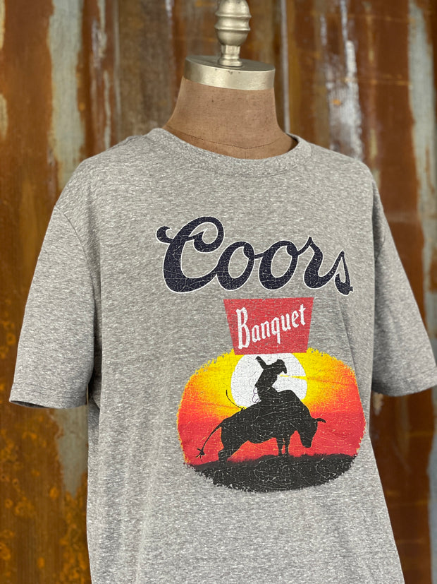 Coors Banquet Rodeo Graphic Hoodie- Heather Grey