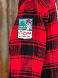 Thumbnail for Hamm's ICE FISHING BEAR Heavyweight Brawny Flannel- Red/ Black Plaid