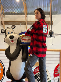 Thumbnail for Hamm's ICE FISHING BEAR Heavyweight Brawny Flannel- Red/ Black Plaid