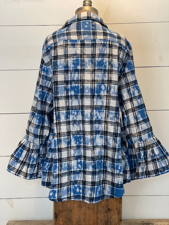 Flared Sleeve Flannel- Ocean Tides- Small-3XL