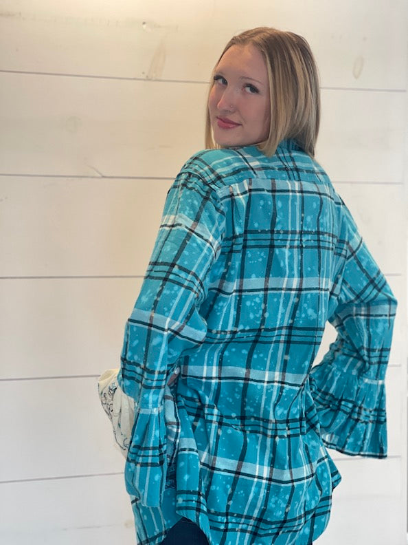 Flared Sleeve Flannel- FRENCH QUARTER Small-3XL