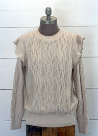 Thumbnail for Ruffle-Shoulder Sweater- Ivory