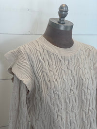 Thumbnail for Ruffle-Shoulder Sweater- Ivory