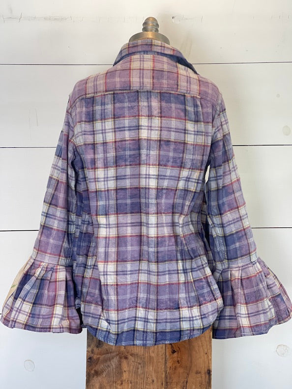 Flared Sleeve Flannel- VIOLET Size Medium Only