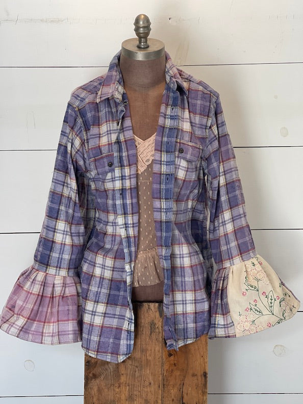 Flared Sleeve Flannel- WILDFLOWER Size Medium