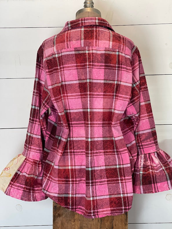 Flared Sleeve Flannel- SECRET GARDEN Size Large