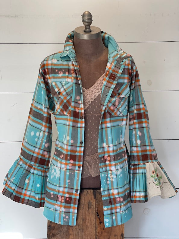 Flared Sleeve Flannel- FLORIDA KEYS Small-2XL