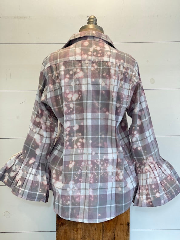 Flared Sleeve Flannel- VIOLET Small-2XL