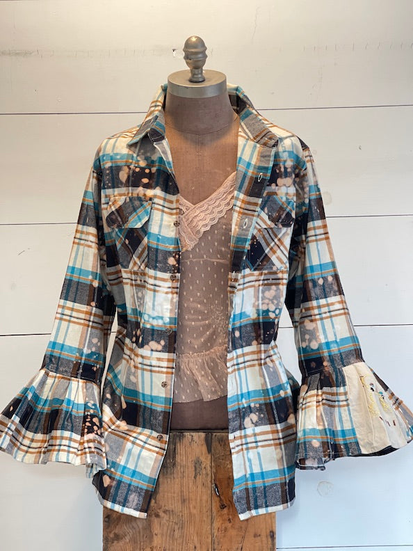 Flared Sleeve Flannel- ASPEN Size Small- 2XL