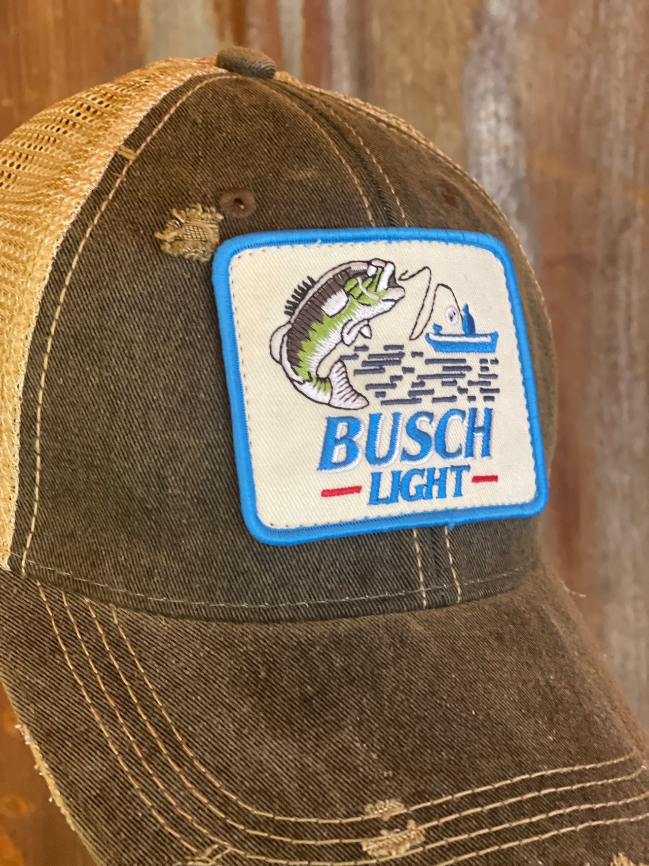 Busch Light Fishing Hat- Distressed Black