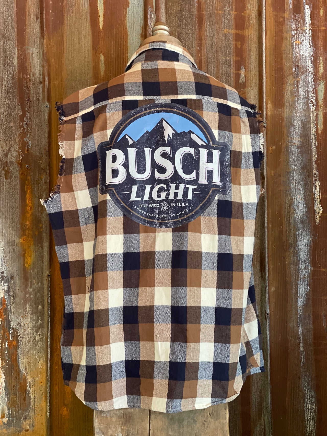Busch Light Sleeveless Flannel