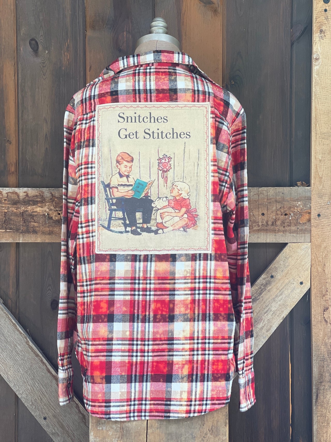 Snitches Get Stitches Art Flannel- Arizona Sunset Plaid