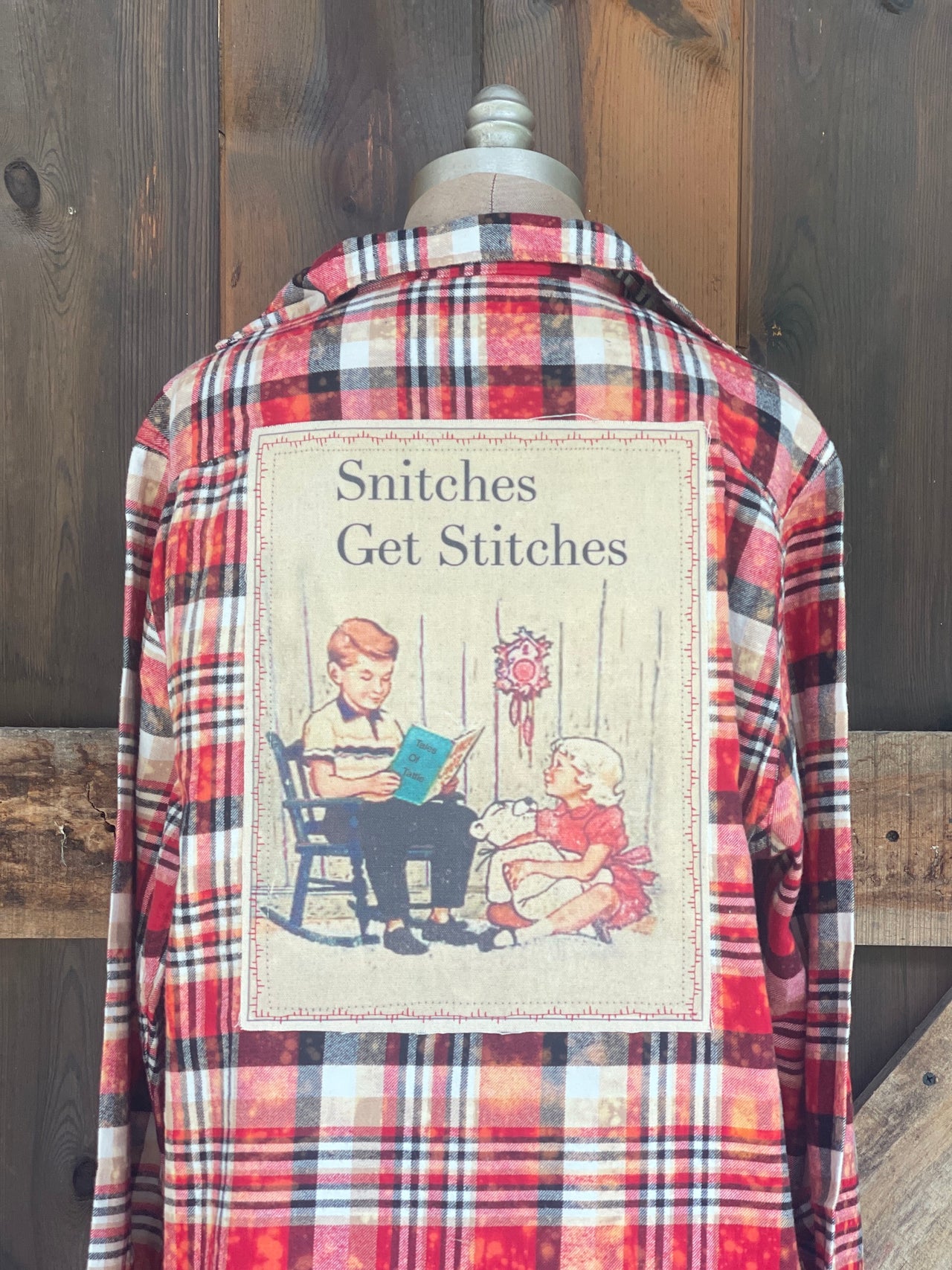 Snitches Get Stitches Art Flannel Angry Minnow Vintage