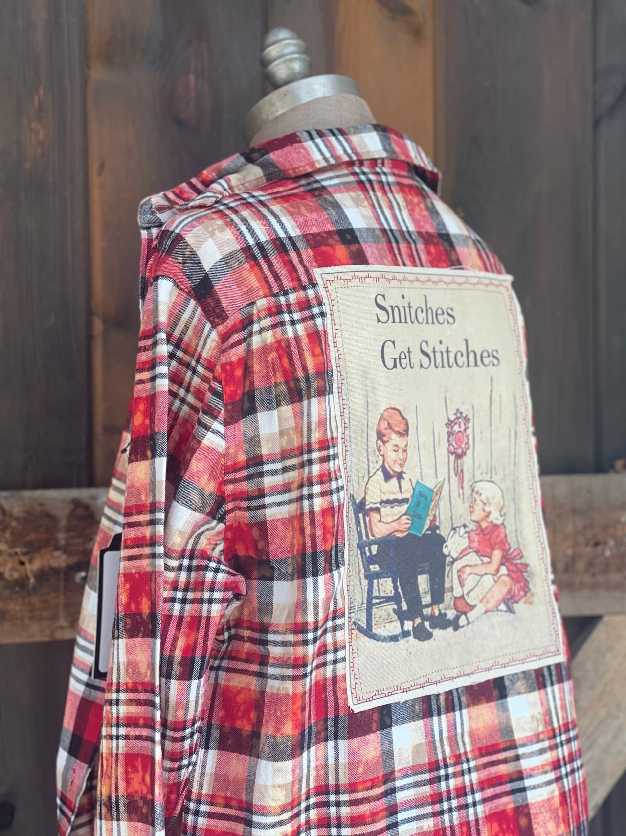 Snitches Get Stitches Art Flannel- Arizona Sunset Plaid