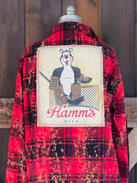 Thumbnail for Hamm's GOALIE BEAR Flannel- Distressed Red