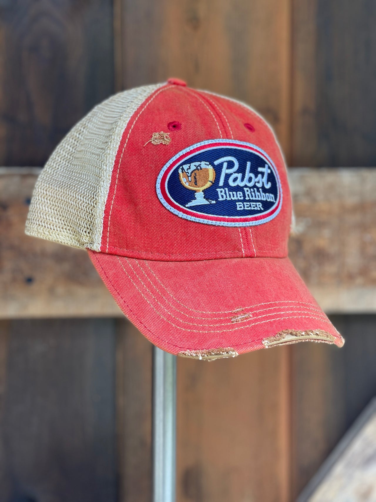 Ice Cold Pabst Retro Hat- Distressed Red