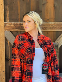 Thumbnail for Best Friends Flannel- LIMITED EDITION Cherry Bomb Red Distressed Plaid