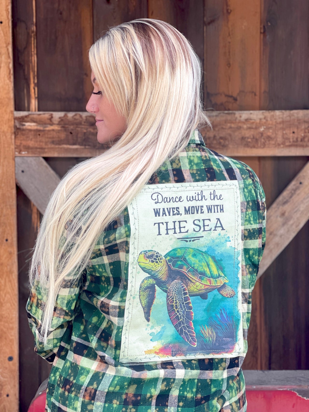 Sea turtle Flannel by Angry Minnow Vintage