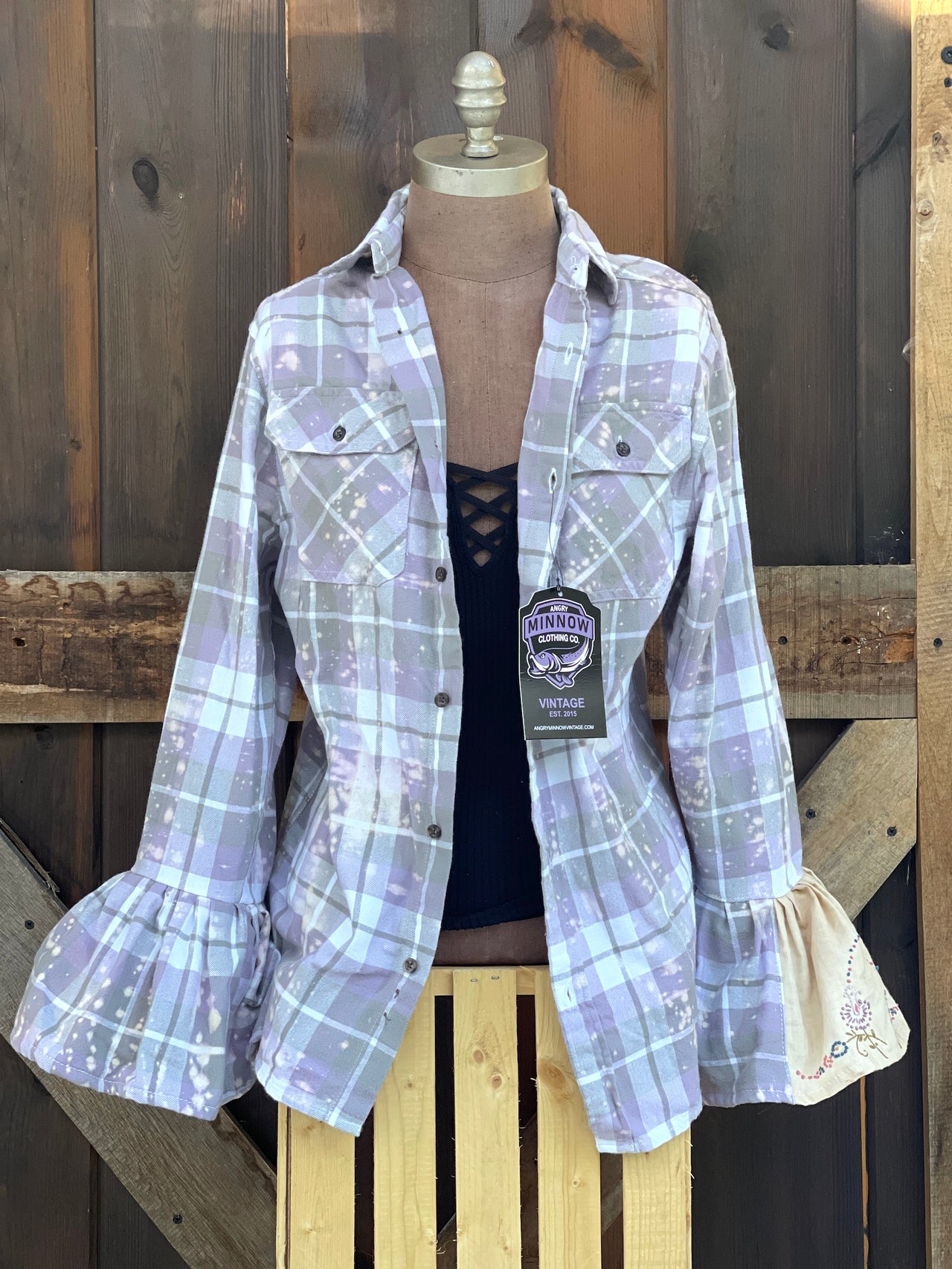 Flared Sleeve Flannel- LAVENDER SORBETSize Small