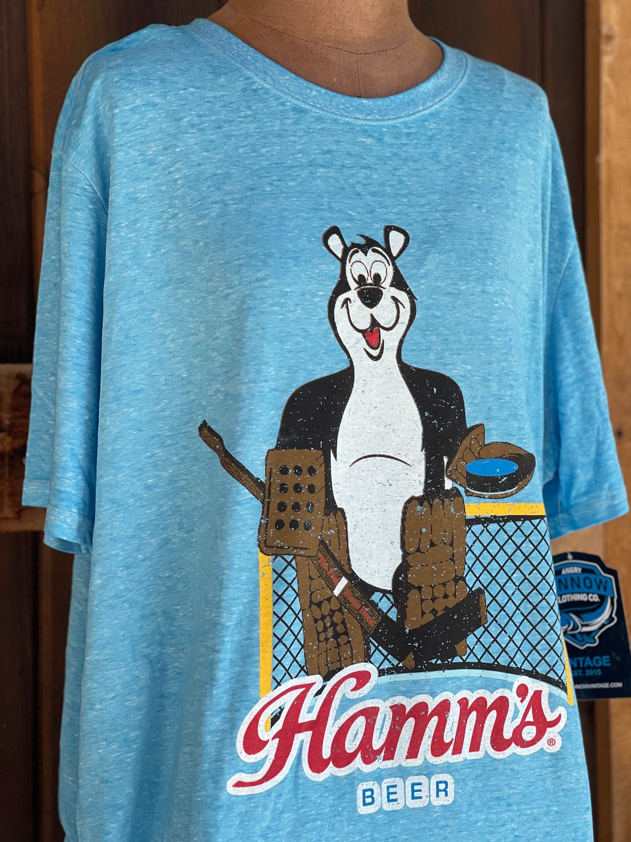 Hamm's HOCKEY GOALIE Bear Graphic Tee- Sky Blue