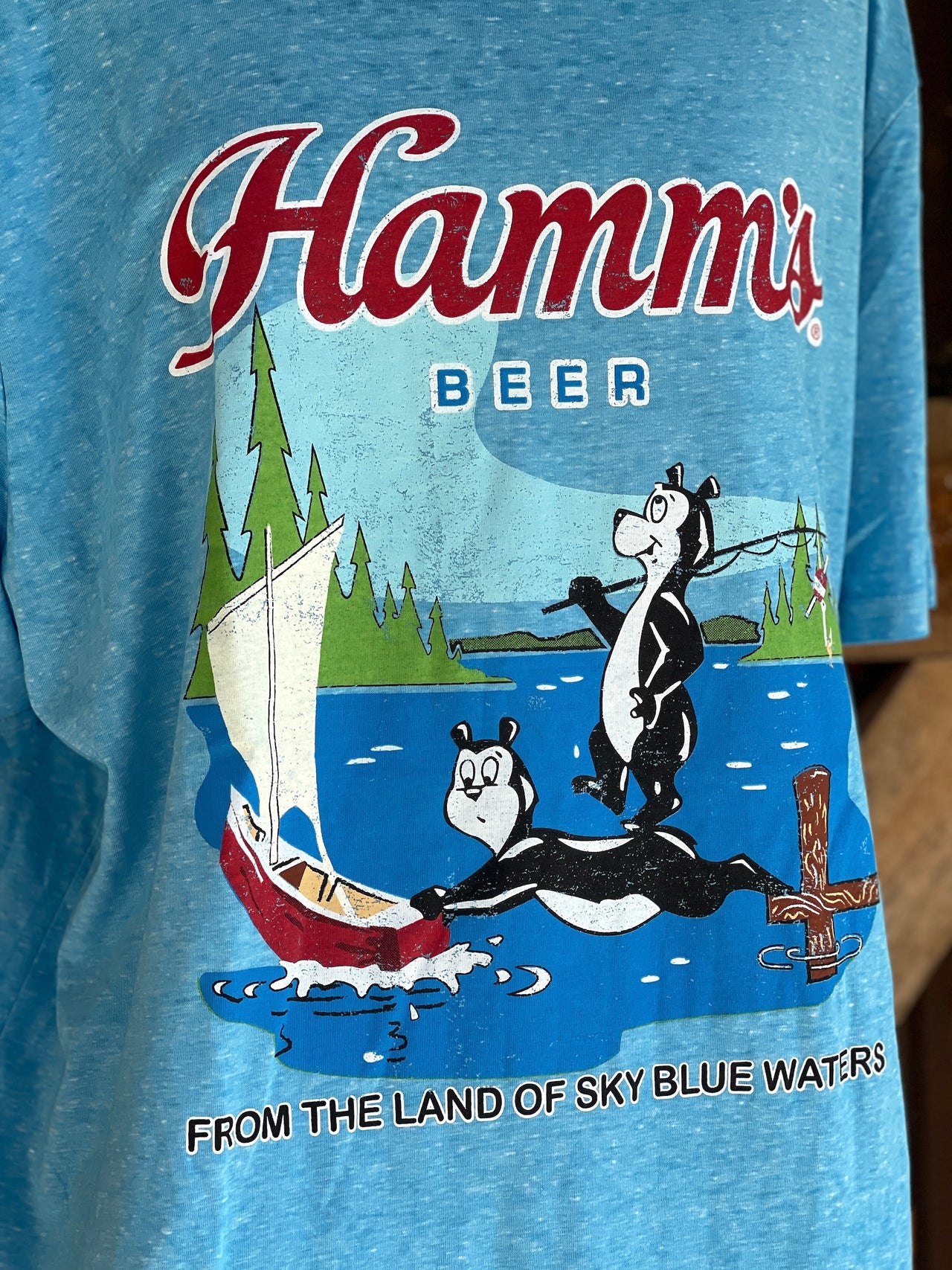 Hamm's Sailboat Bear Tee- Sky Blue