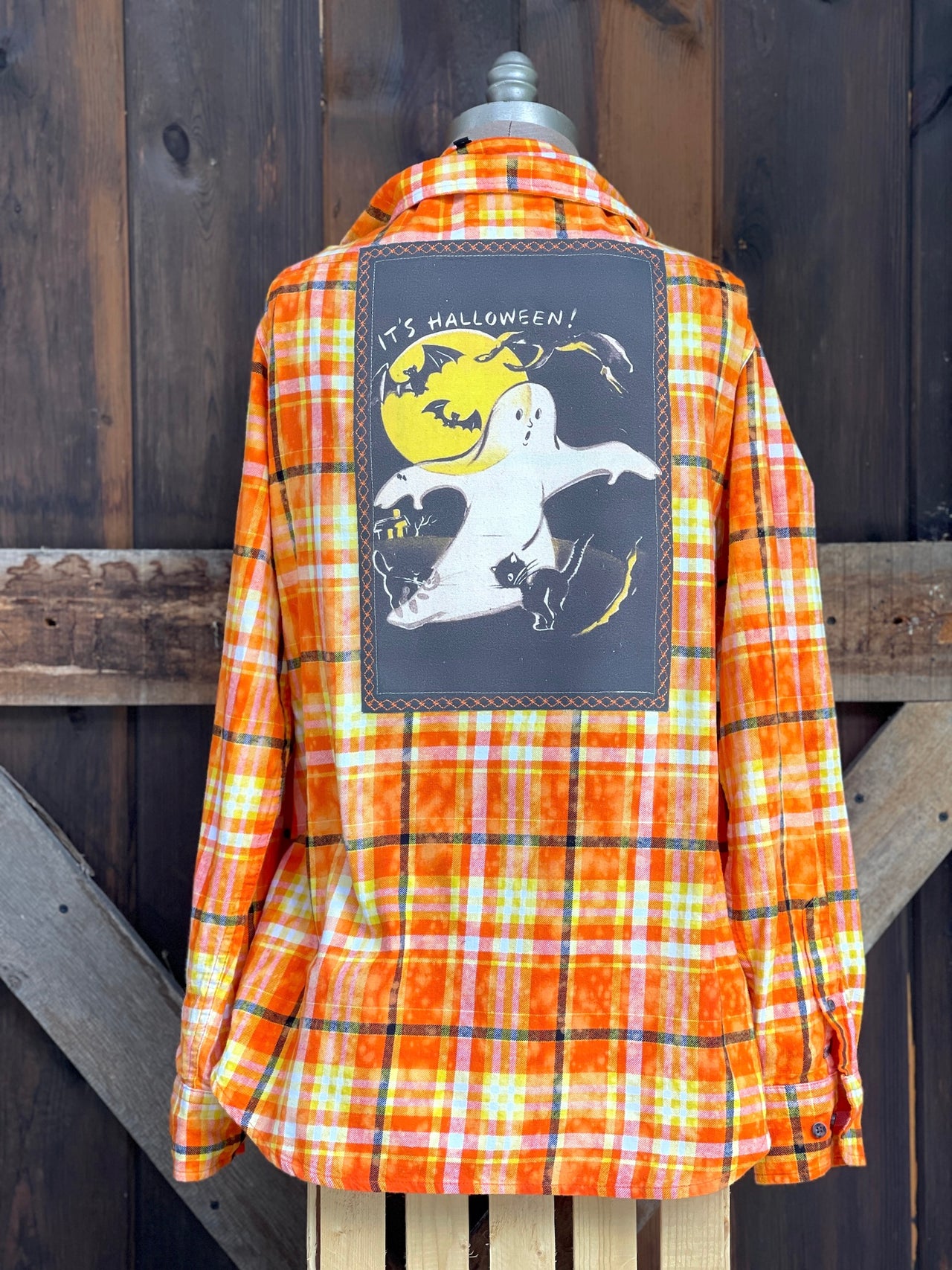 Halloween Ghost flannel at Angry Minnow Clothing Co!