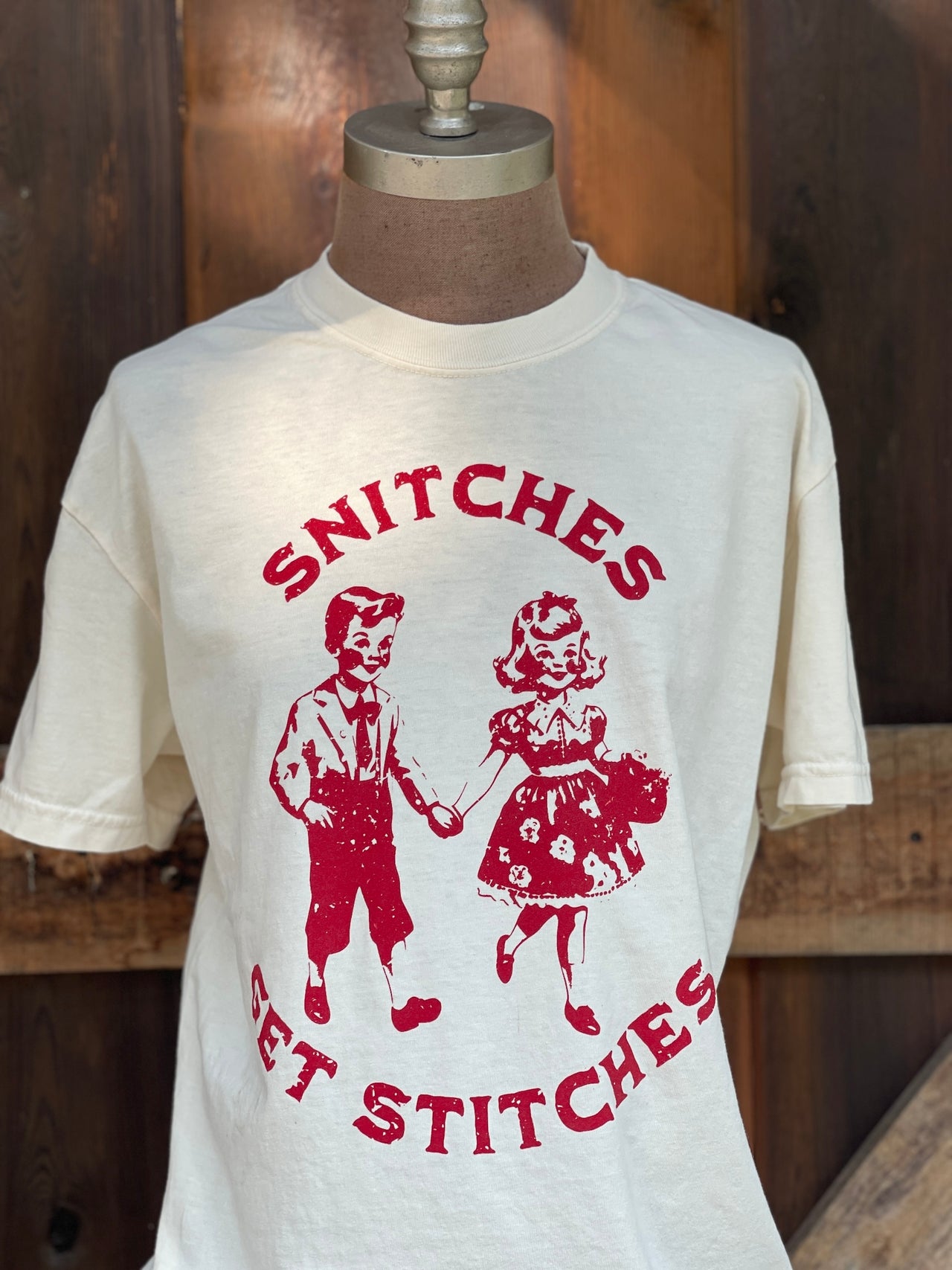 Snitches Get Stitches Tee- Ivory